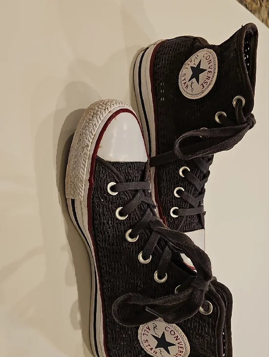 Converse Knit Pattern Gray High Top Mesh Sneakers Size 7 Women's - Picture 6 of 9